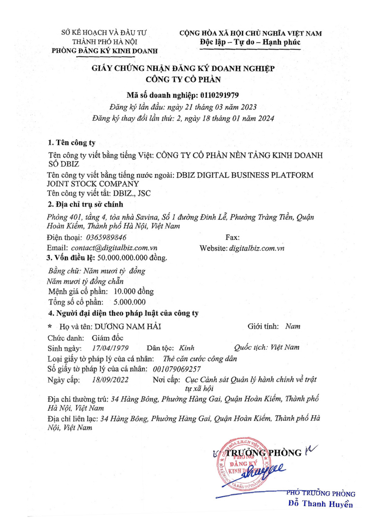 Giấy đăng ký kinh doanh