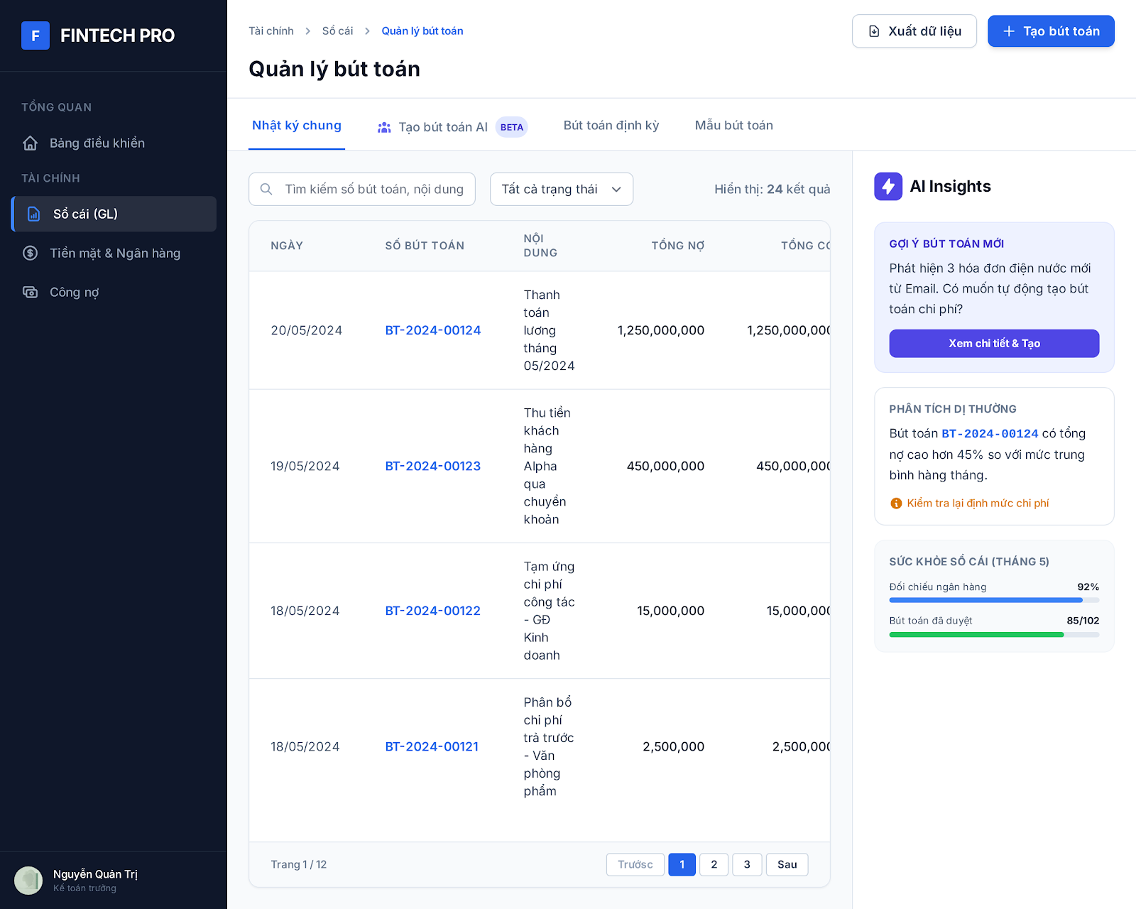 General Ledger (GL) — Sổ Cái Tổng hợp